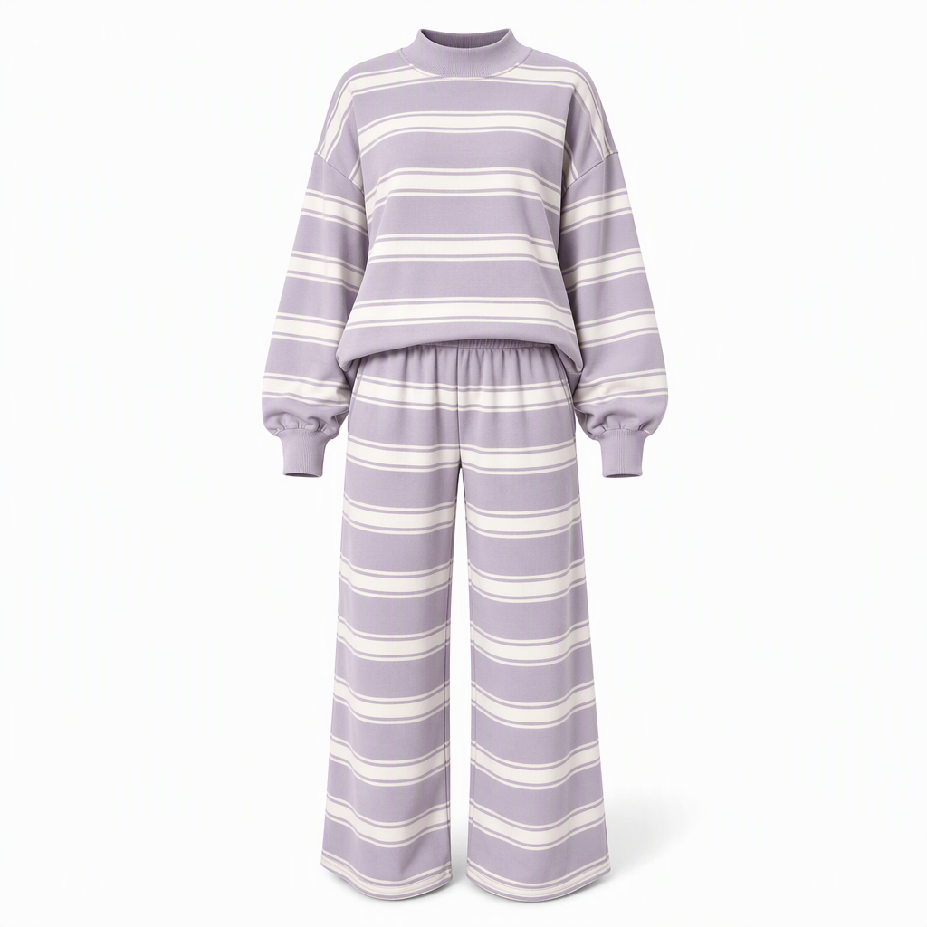 💖Black Friday Mega Deal – 50% off!💖Womens Casual Long Sleeve Top and Pants Two Piece Set Fashion Striped Lounge Set