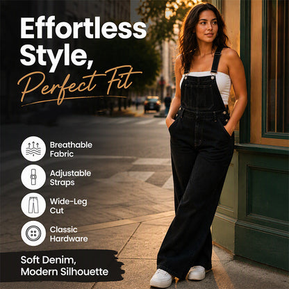 🖤Black Friday Sale:50% OFF🖤👖 Women's Wide-Leg Denim Overalls | Casual Loose Fit Jumpsuit with Pockets