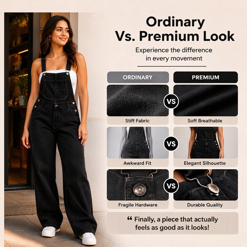 🖤Black Friday Sale:50% OFF🖤👖 Women's Wide-Leg Denim Overalls | Casual Loose Fit Jumpsuit with Pockets