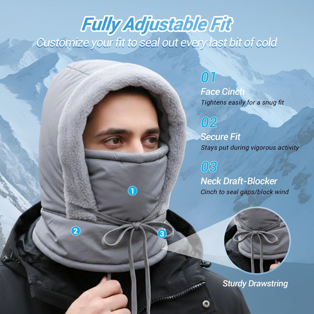 🖤Black Friday Sale:50% OFF🖤❄️Plush-lined Thickened Thermal Hat with Face Mask