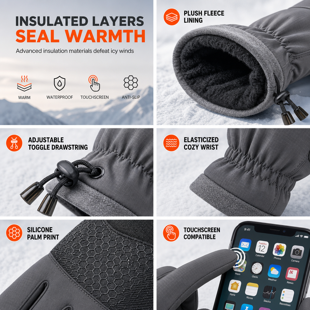 ❄️Winter Thermal Gloves for Men and Women Windproof Cold Resistant Touchscreen Non Slip Gloves for Cycling
