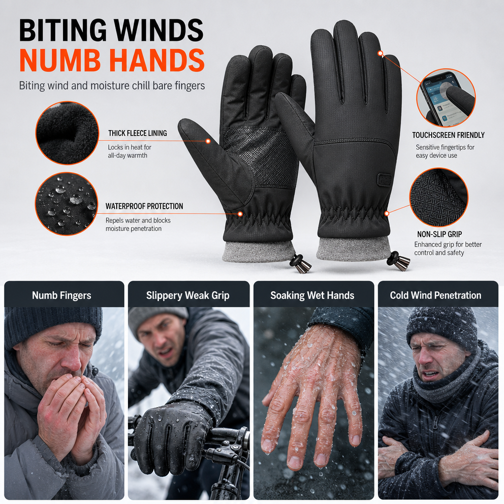 ❄️Winter Thermal Gloves for Men and Women Windproof Cold Resistant Touchscreen Non Slip Gloves for Cycling