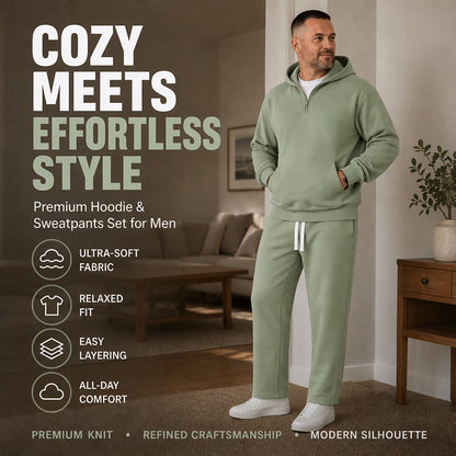 🖤Black Friday Sale:50% OFF🖤 🏃‍♀️ Men's Casual Half-Zip Hoodie & Wide-Leg Pants Set