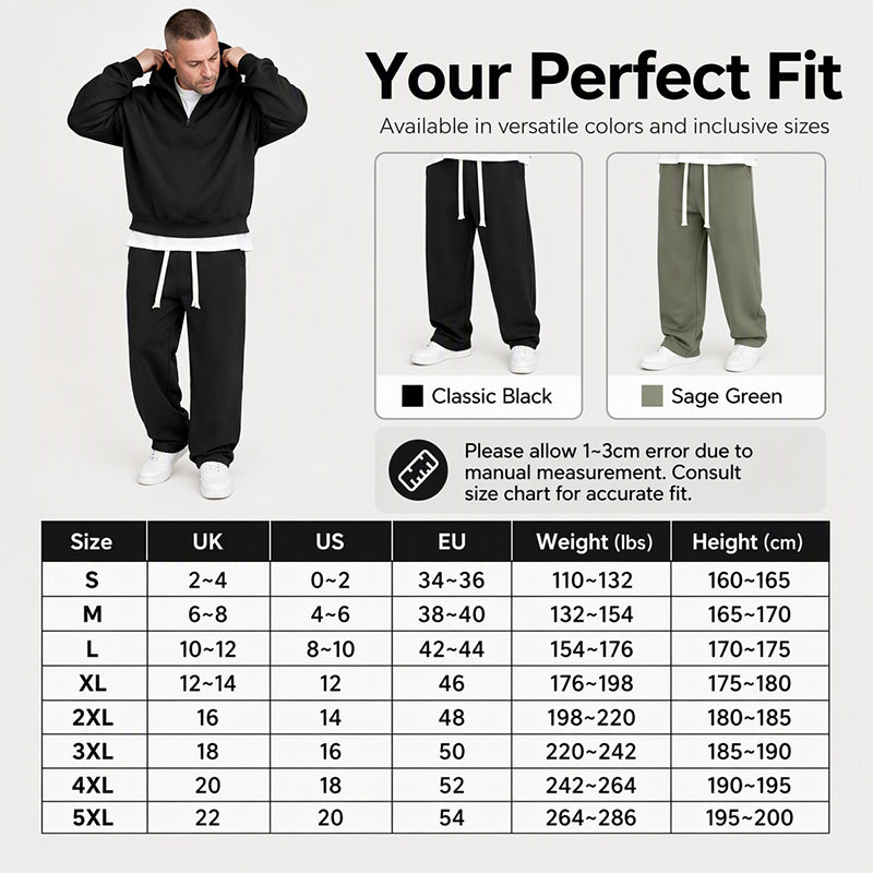 🖤Black Friday Sale:50% OFF🖤 🏃‍♀️ Men's Casual Half-Zip Hoodie & Wide-Leg Pants Set