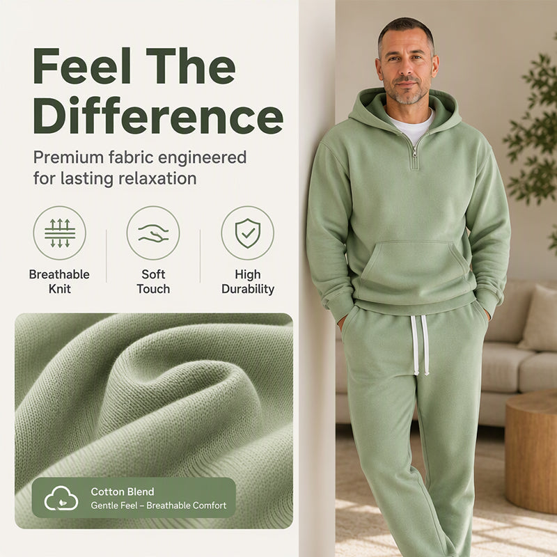 🖤Black Friday Sale:50% OFF🖤 🏃‍♀️ Men's Casual Half-Zip Hoodie & Wide-Leg Pants Set