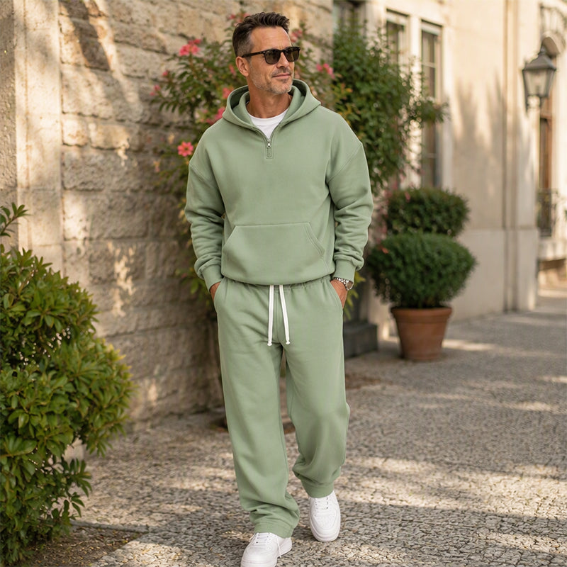 🖤Black Friday Sale:50% OFF🖤 🏃‍♀️ Men's Casual Half-Zip Hoodie & Wide-Leg Pants Set