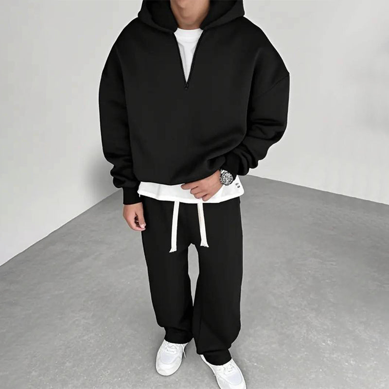 🖤Black Friday Sale:50% OFF🖤 🏃‍♀️ Men's Casual Half-Zip Hoodie & Wide-Leg Pants Set
