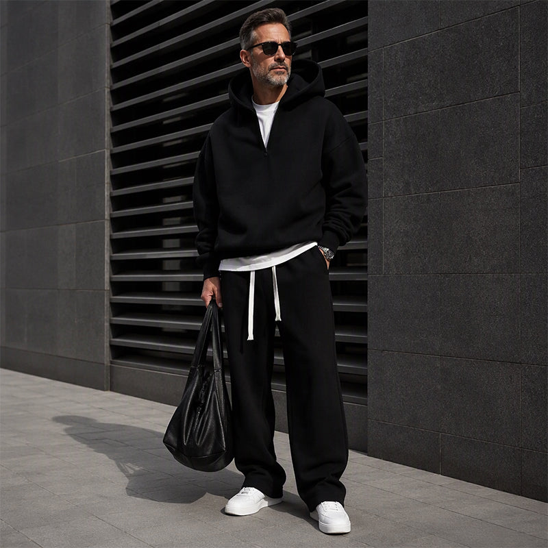 🖤Black Friday Sale:50% OFF🖤 🏃‍♀️ Men's Casual Half-Zip Hoodie & Wide-Leg Pants Set
