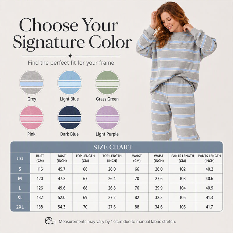 🖤Black Friday Sale:50% OFF🖤 Women's Striped Mock Neck Top & Wide-Leg Pants Set