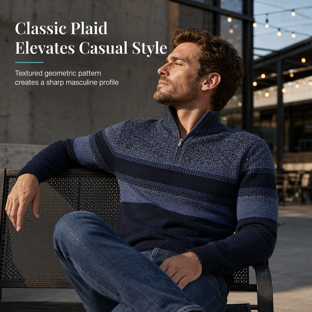 🧢Hooded & Versatile, Modern Fit👕 Men's Hooded Fleece Plaid Sweater – Classic Hood & Modern Cut | Comfortable Movement, Everyday Style ✨