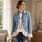🖤Black Friday Sale:50% OFF🖤 Women's Notch Lapel Denim Jacket with Lace Hem