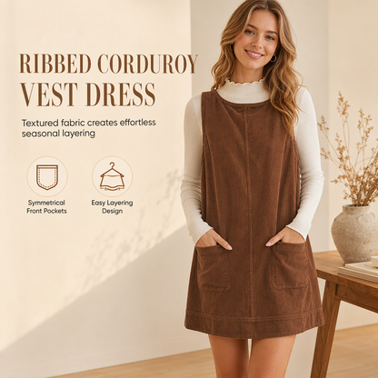 💖Black Friday Mega Deal – 50% off!💖Women's Casual Corduroy Sleeveless Tank Dress