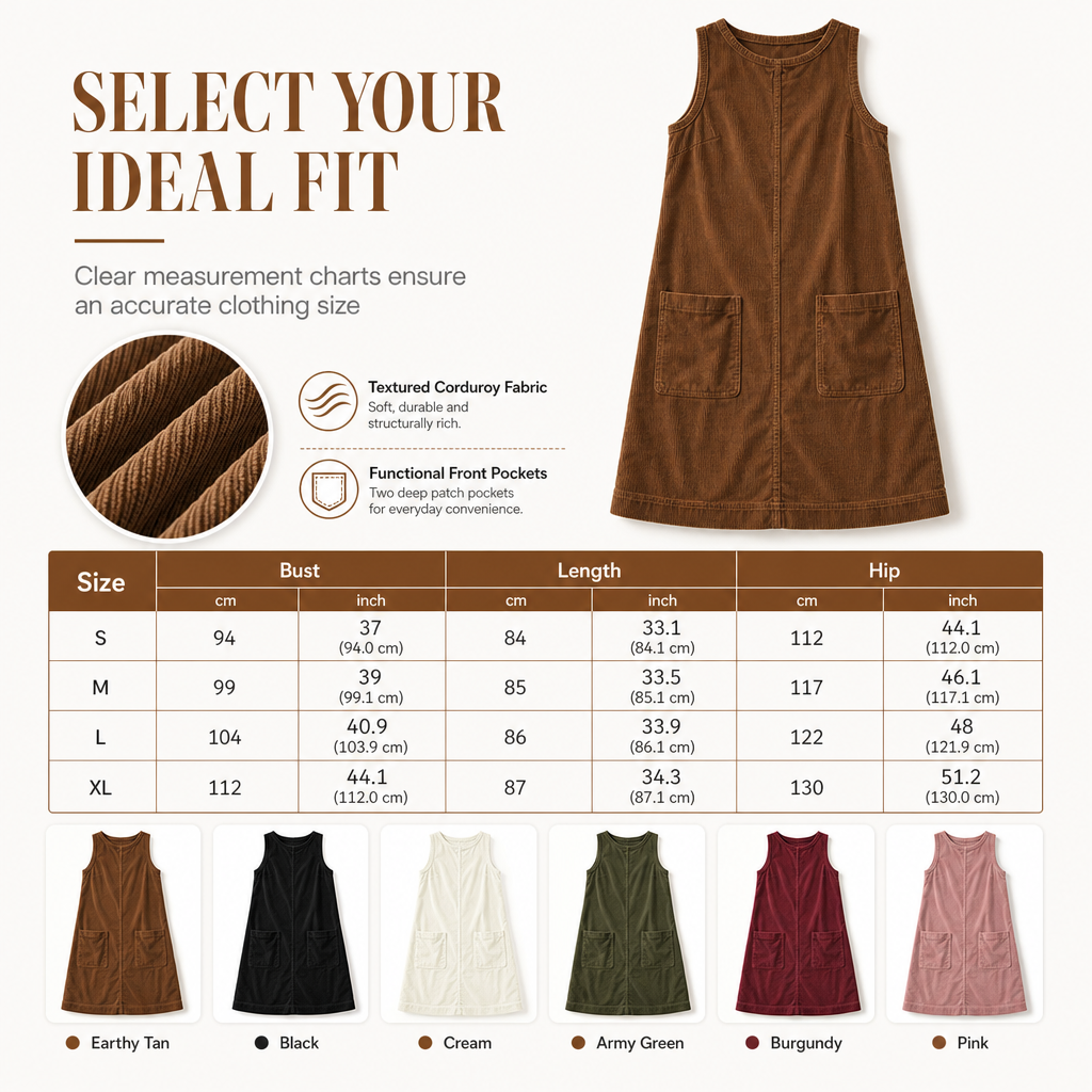 💖Black Friday Mega Deal – 50% off!💖Women's Casual Corduroy Sleeveless Tank Dress