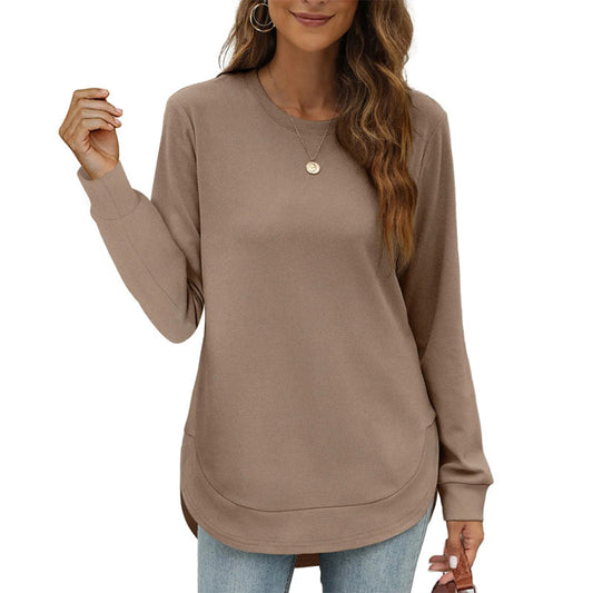 ✨ Women’s Solid High Low Hem Long-Sleeve Tops
