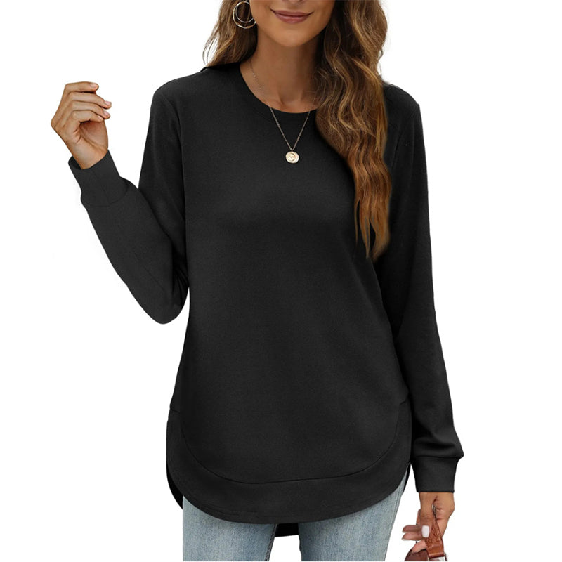 🖤Black Friday Sale:50% OFF🖤✨🍂 Women’s Solid High Low Hem Long-Sleeve Tops