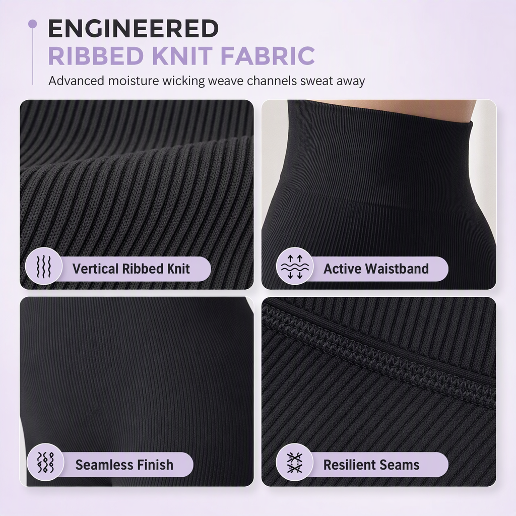 🖤Black Friday Sale:50% OFF🖤 🌺 High Waisted Seamless Ribbed Yoga Pants Workout Gym Leggings Athletic Tights