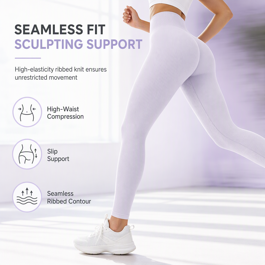 🖤Black Friday Sale:50% OFF🖤 🌺 High Waisted Seamless Ribbed Yoga Pants Workout Gym Leggings Athletic Tights