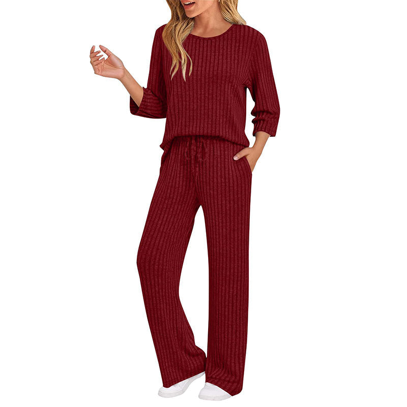 🔥🖤Black Friday Sale:50% OFF🖤👍✨Women's 2026 UK Ribbed Knit Top & Straight Pants Set