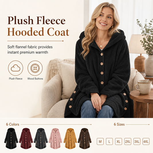 🖤Black Friday Sale:50% OFF🖤🌸Loose Plus-Size, Durable & Versatile🧥 Women's Fleece Hooded Coat