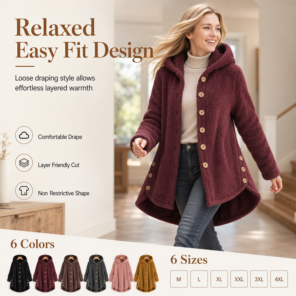 🖤Black Friday Sale:50% OFF🖤🌸Loose Plus-Size, Durable & Versatile🧥 Women's Fleece Hooded Coat