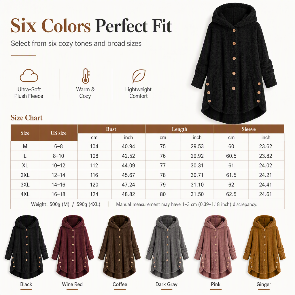 🖤Black Friday Sale:50% OFF🖤🌸Loose Plus-Size, Durable & Versatile🧥 Women's Fleece Hooded Coat