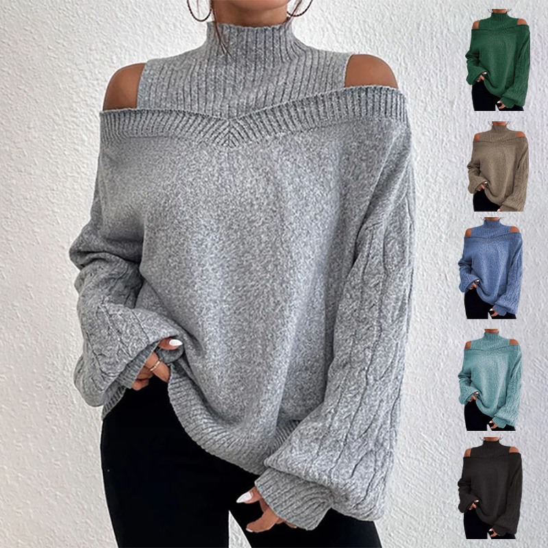 🖤Black Friday Sale:50% OFF🖤 ❄️ Women’s Fashion High Neck Off-Shoulder Knit Sweater