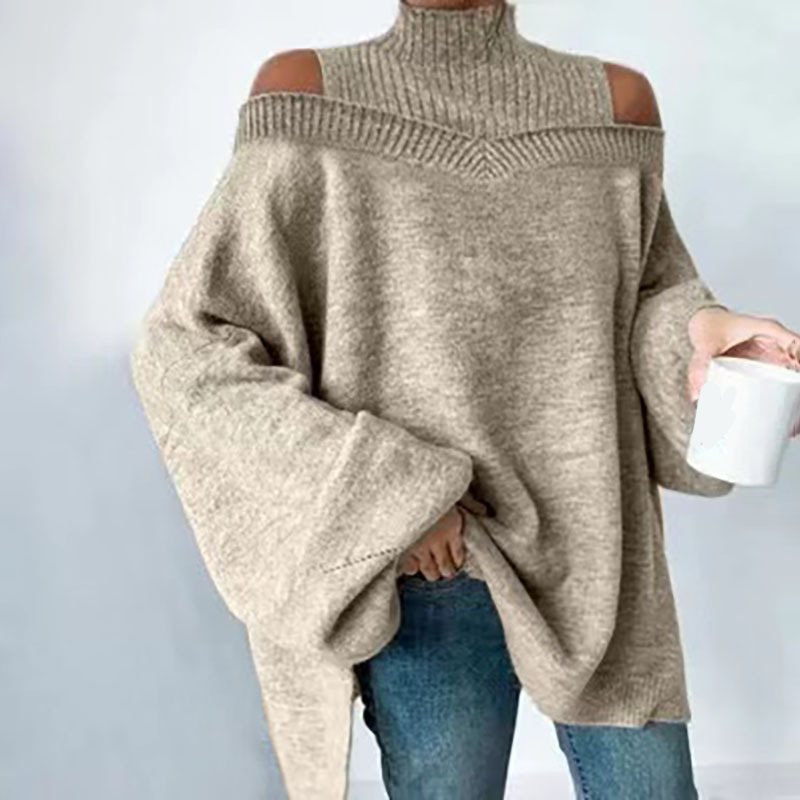 🖤Black Friday Sale:50% OFF🖤 ❄️ Women’s Fashion High Neck Off-Shoulder Knit Sweater