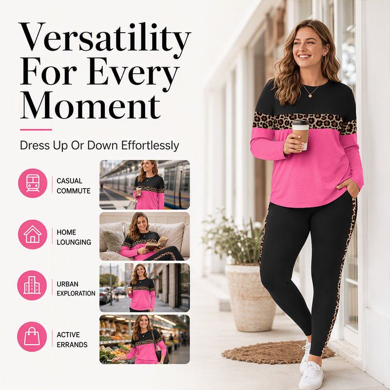 💖Black Friday Mega Deal – 50% off!💖🐆Women's Casual Leopard Print 2-Piece Set – Trendy, Comfortable, Effortless Everyday Style