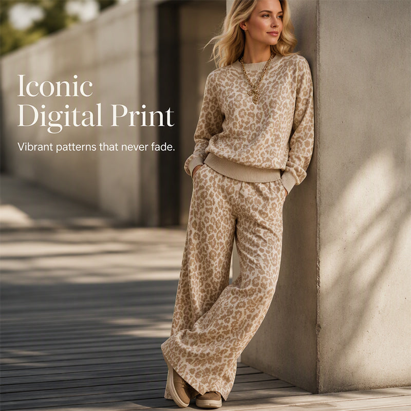 🖤Black Friday Sale:50% OFF🖤  🐆 Women's Leopard Print Sweatshirt & Wide-Leg Pants Set