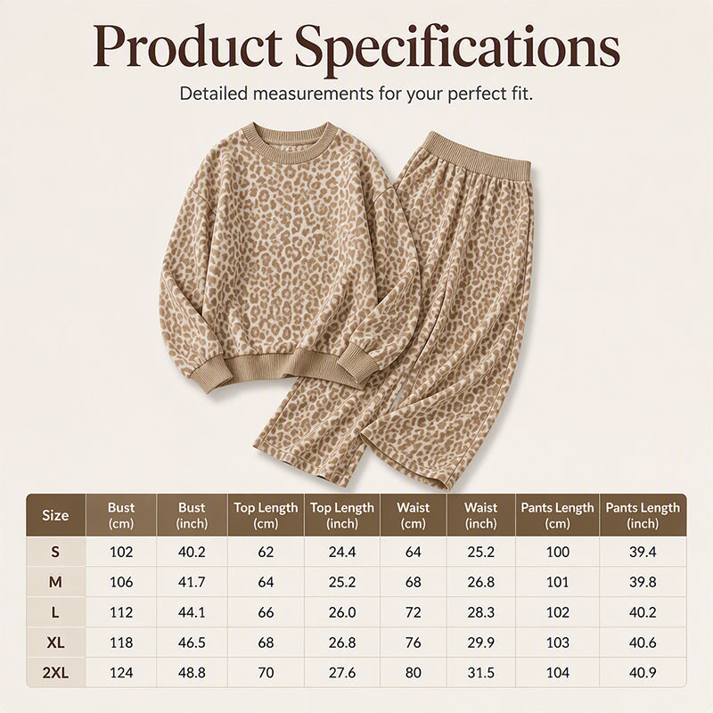 🖤Black Friday Sale:50% OFF🖤  🐆 Women's Leopard Print Sweatshirt & Wide-Leg Pants Set