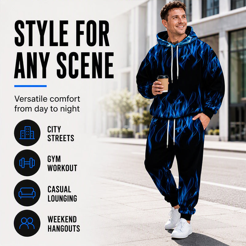 🖤Black Friday Sale:50% OFF🖤 🐅Men's Printed Hoodie & Sweatpants Set