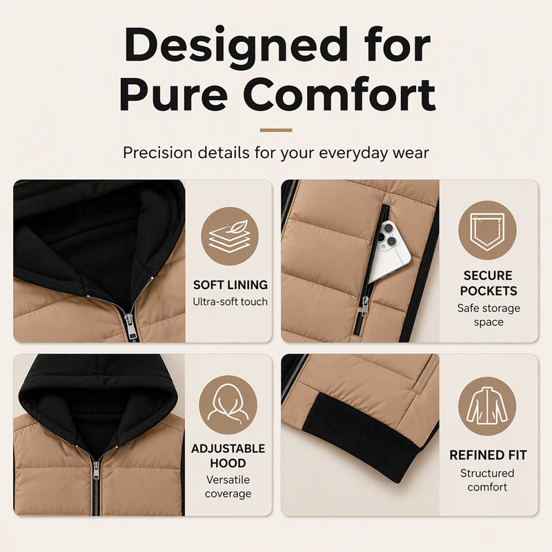 💖Black Friday Mega Deal – 50% off!💖🌸Women's Color-Block Padded Hooded Jacket
