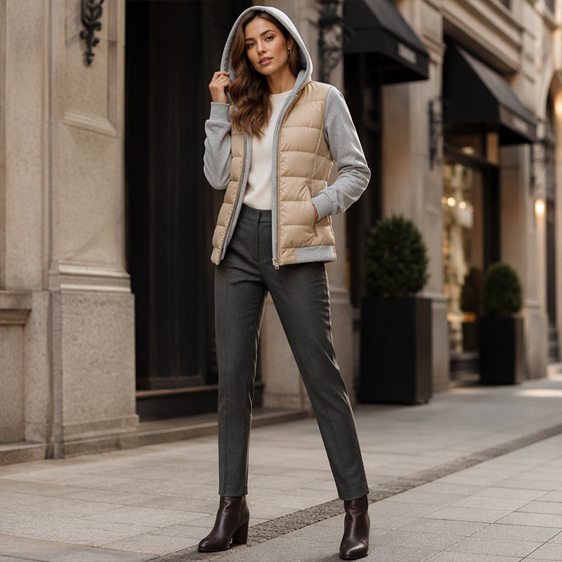 💖Black Friday Mega Deal – 50% off!💖🌸Women's Color-Block Padded Hooded Jacket