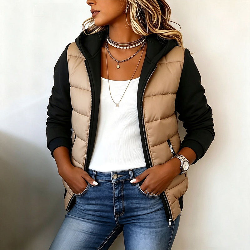 💖Black Friday Mega Deal – 50% off!💖🌸Women's Color-Block Padded Hooded Jacket