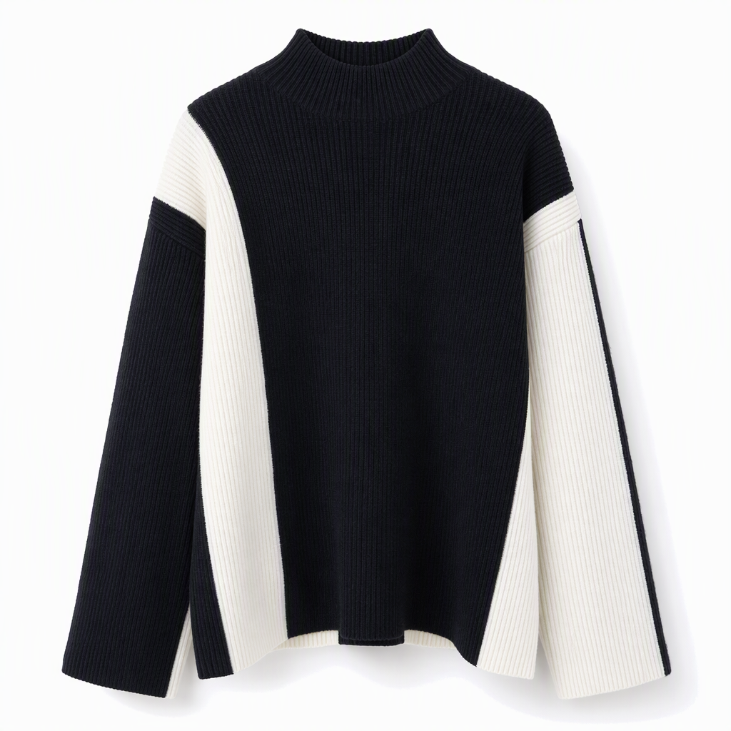 💖Black Friday Mega Deal – 50% off!💖 Women's Autumn Winter Color Block Knit 2-Piece Set Thickened Pullover Sweater and Skirt