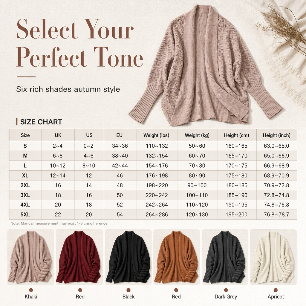 💖Black Friday Mega Deal – 50% off!💖 Women's Loose Batwing Sleeve Knit Cardigan Open Front Shawl for Autumn and Winter