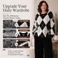 🤎Women's Retro Argyle Cozy Knit Sweater