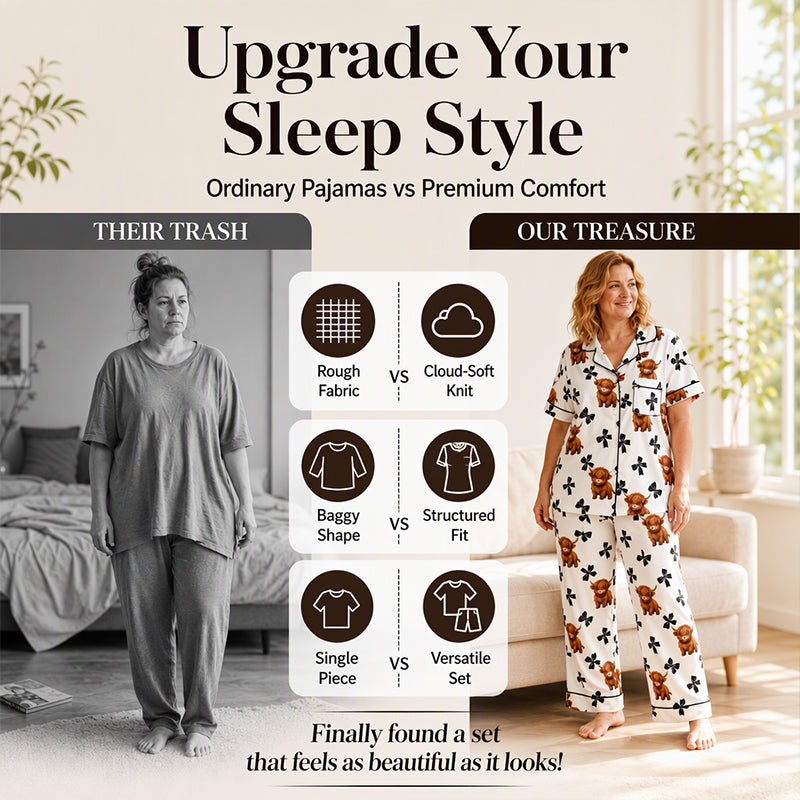 💖Black Friday Mega Deal – 50% off!💖Women's Highland Cow Print 3-Piece Pajama Set 🐮Cozy Lounge & Sleepwear✨