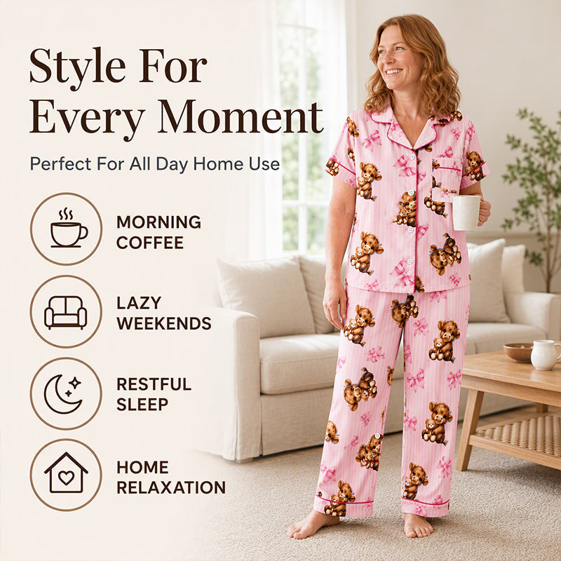 💖Black Friday Mega Deal – 50% off!💖Women's Highland Cow Print 3-Piece Pajama Set 🐮Cozy Lounge & Sleepwear✨