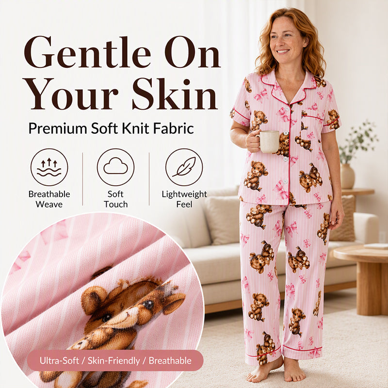 💖Black Friday Mega Deal – 50% off!💖Women's Highland Cow Print 3-Piece Pajama Set 🐮Cozy Lounge & Sleepwear✨