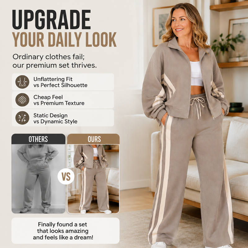 💖Black Friday Mega Deal – 50% off!💖🌸Women's Stripe Sporty 2-Piece Set