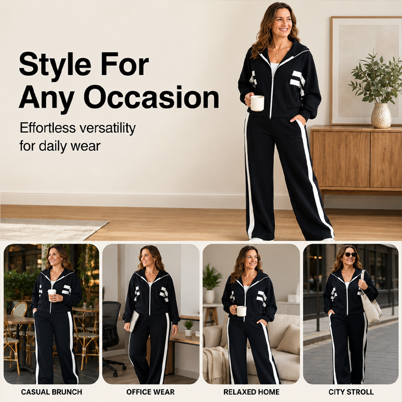 💖Black Friday Mega Deal – 50% off!💖🌸Women's Stripe Sporty 2-Piece Set