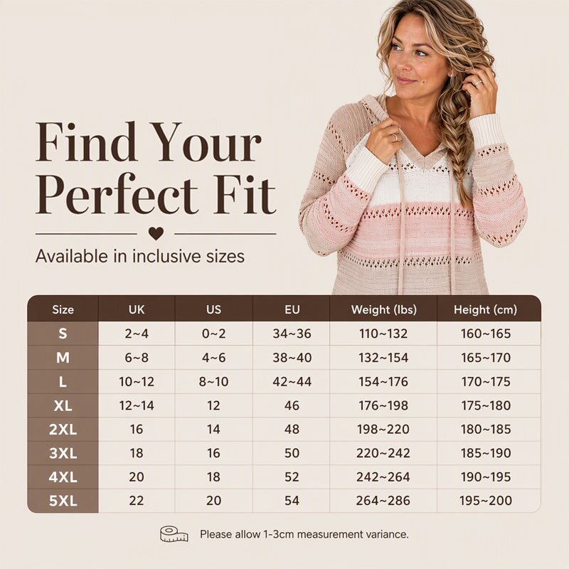 💖Black Friday Mega Deal – 50% off!💖🌈 Women's Color Block Hollow-Out Knit Hoodie