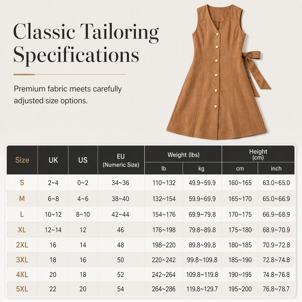 💖Black Friday Mega Deal – 50% off!💖🌸Classic Faux Suede V Neck Button Front Sleeveless Pinafore Dress
