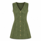 💖Black Friday Mega Deal – 50% off!💖🌸Classic Faux Suede V Neck Button Front Sleeveless Pinafore Dress