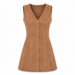 💖Black Friday Mega Deal – 50% off!💖🌸Classic Faux Suede V Neck Button Front Sleeveless Pinafore Dress