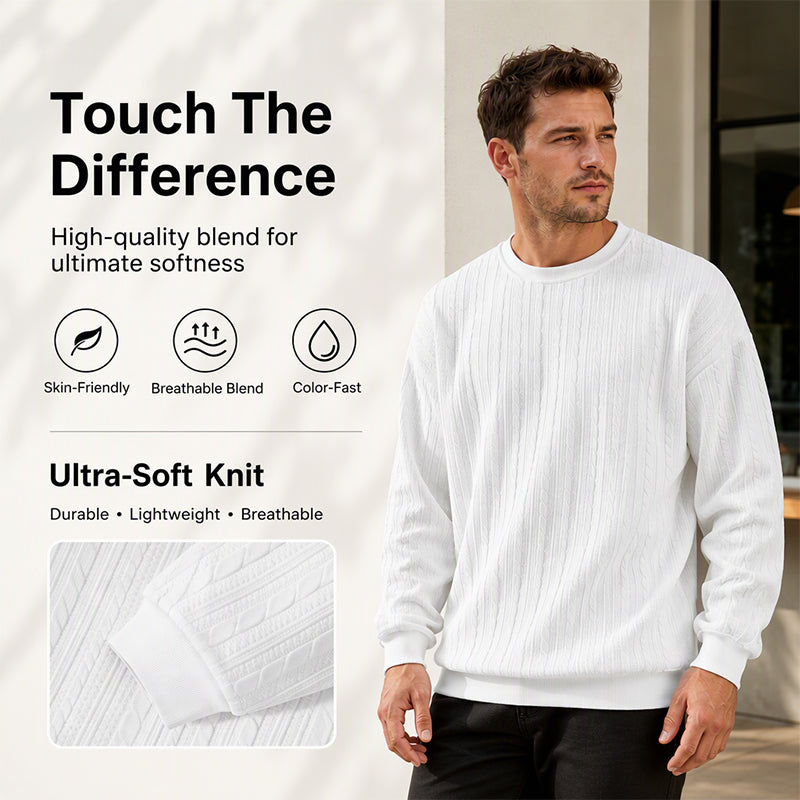 🖤Black Friday Sale:50% OFF🖤Men's Cable Knit Crewneck Sweatshirt