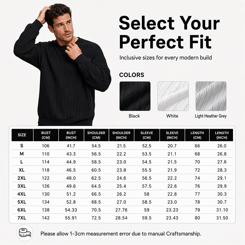 🖤Black Friday Sale:50% OFF🖤Men's Cable Knit Crewneck Sweatshirt