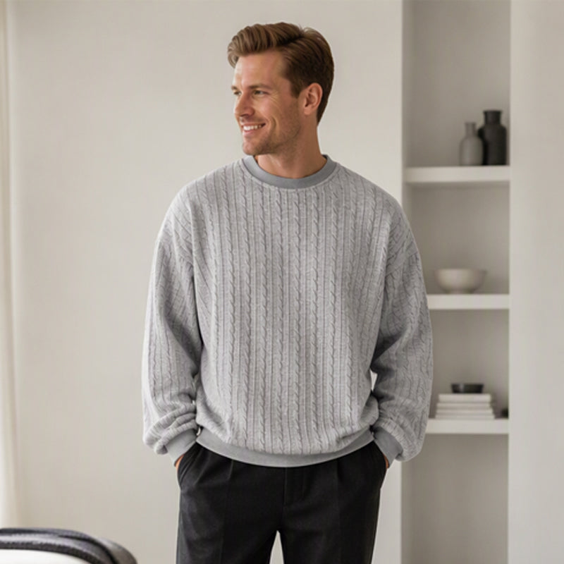 🖤Black Friday Sale:50% OFF🖤Men's Cable Knit Crewneck Sweatshirt