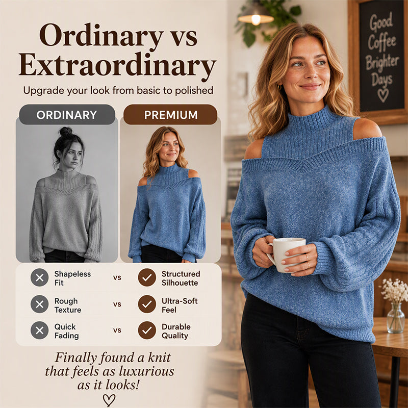 💖Black Friday Mega Deal – 50% off!💖 Women's Cold Shoulder Mock Neck Sweater